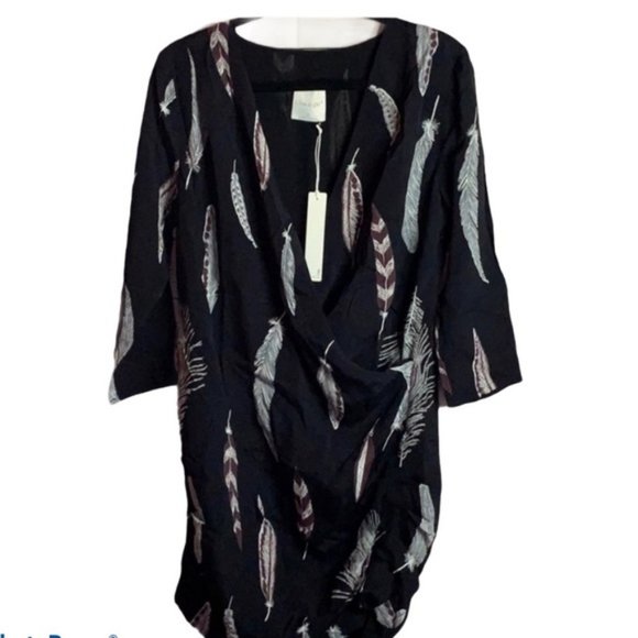 Anthropologie Line&Dot Feather Faux Wrap Dress - Picture 1 of 1